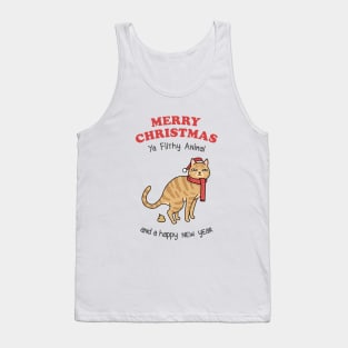 Merry Christmas Ya Filthy Animal Orange Cat Tank Top
